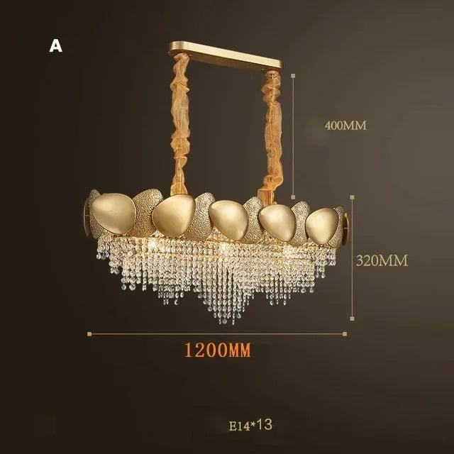 DecorBites™ Crystal Chandelier: Modern LED Tassels Stainless Steel Pendant Light for Living Room