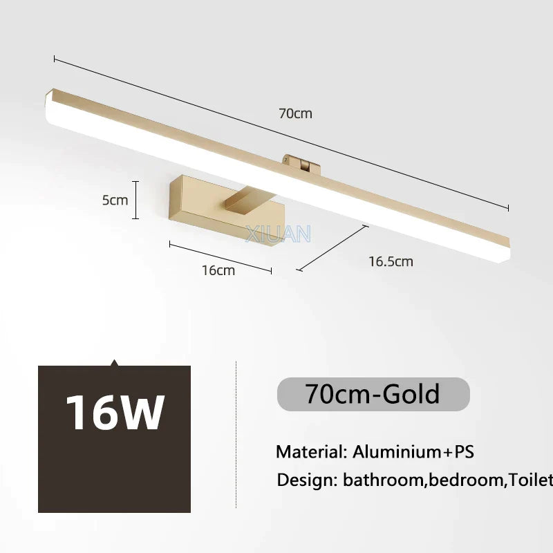 Gold LED Vanity Light 90cm Bathroom Mirror