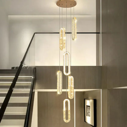 DecorBites™ Crystal LED Chandelier: Modern Luxury Long Lighting Fixtures for Living Room Staircase