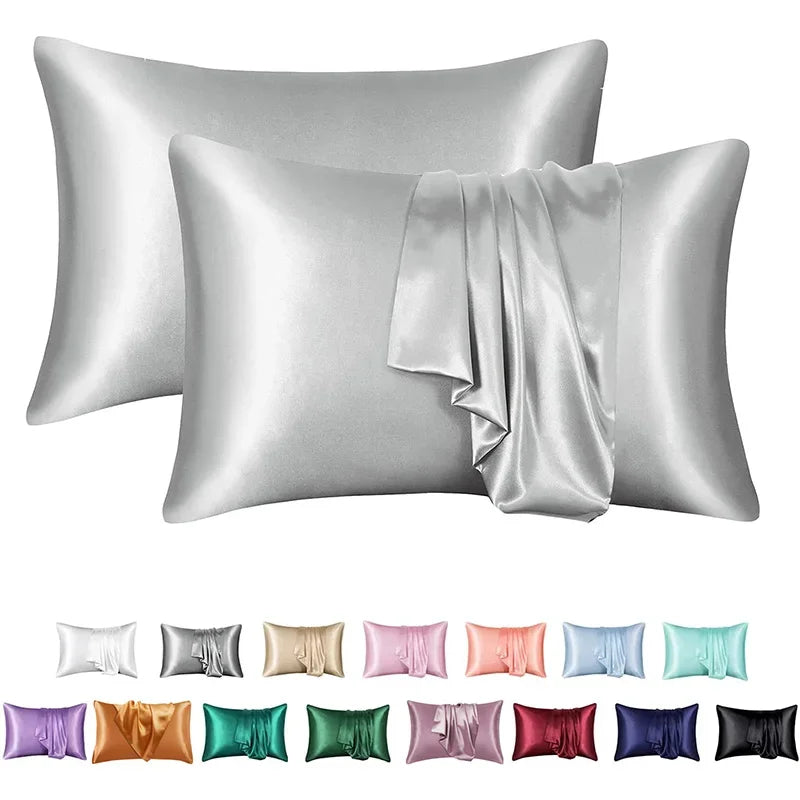 Decobites Silky Smooth King Size Satin Pillowcases Luxury Soft Skin-friendly Solid Color