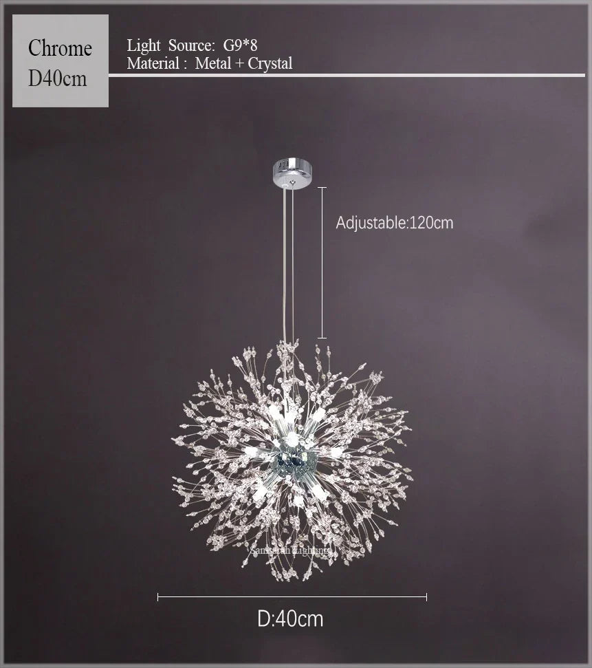 DecorBites™ Dandelion Chandelier LED Sparkle Ball Crystal Lighting for Restaurant & Living Room