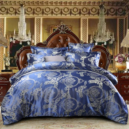 DecorBites™ Jacquard Satin Luxury Bedding Set - Queen Size Luxe Duvet Cover Set