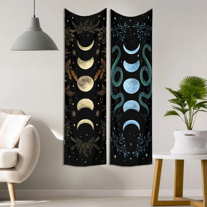 Moon Phase & Moth Tapestry Wall Hanging for Bohemian Home Decor by Decobites