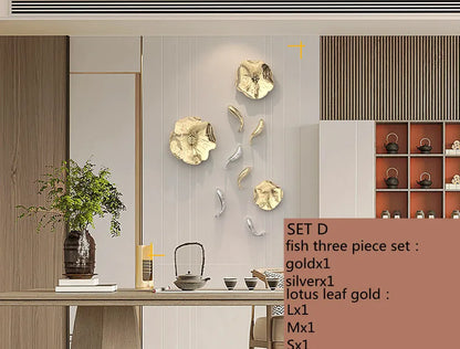 DecorBites™ Carp Fish Lotus Leaf Gold Wall Pendant - Bionics Home Decor