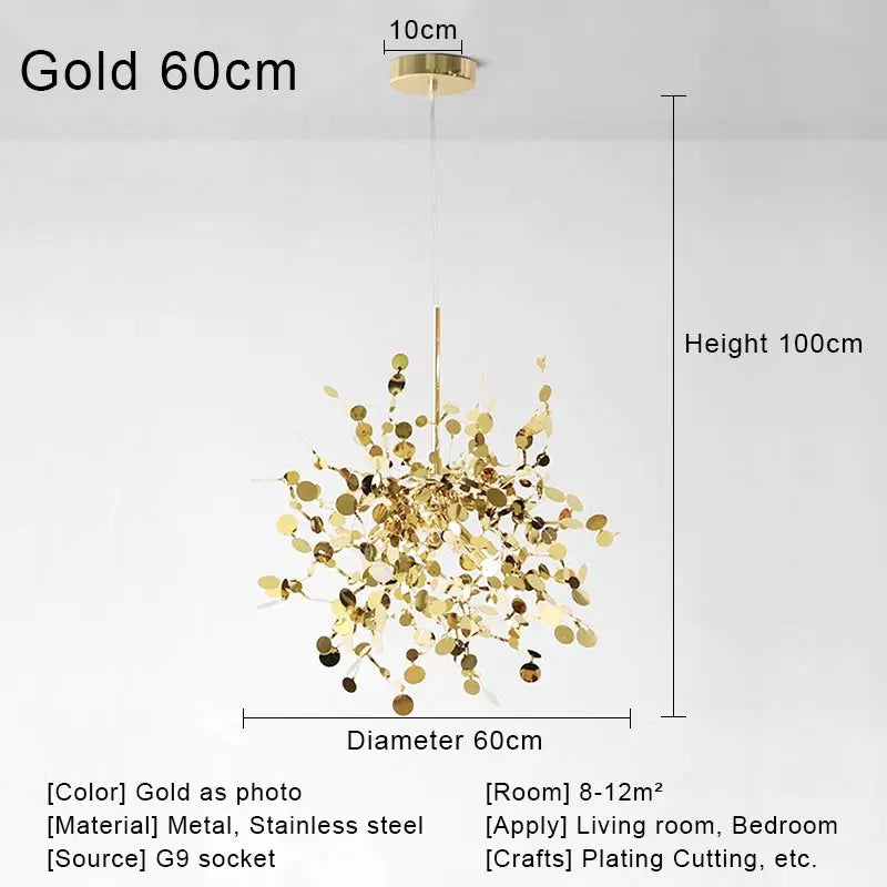 DecorBites™ Gold LED Ceiling Pendant Light Fixture for Home Decoration and Modern Living