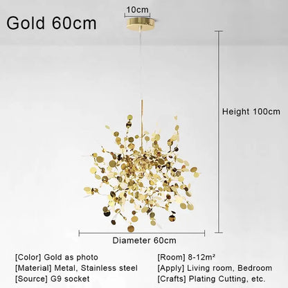 DecorBites™ Gold LED Ceiling Pendant Light Fixture for Home Decoration and Modern Living