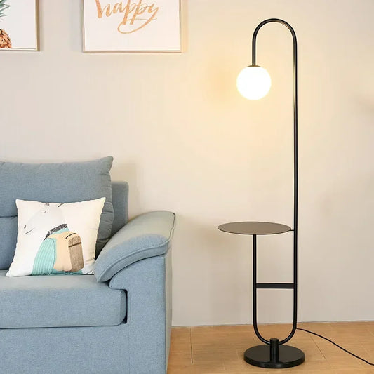 DecorBites™ Glass Side Table LED Floor Lamp for Nordic Living Room Art Decor