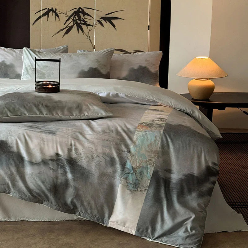 DecorBites™ Chinese Digital Printing Bedding Set - Soft, Washed, Skin-Friendly Duvet Cover Kit