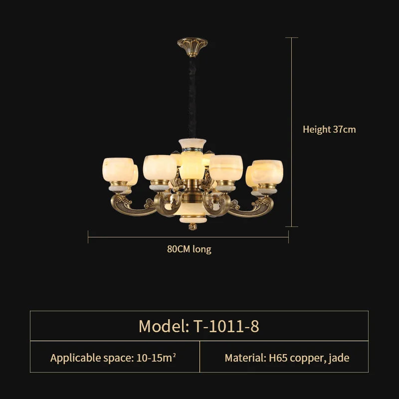 DecorBites™ Jade Chandelier: Stylish Chinese Zen Living Room Lamp for Duplex Building by Guangdong Zhongshan