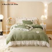 Velvet Lace Ruffles Bedding Set