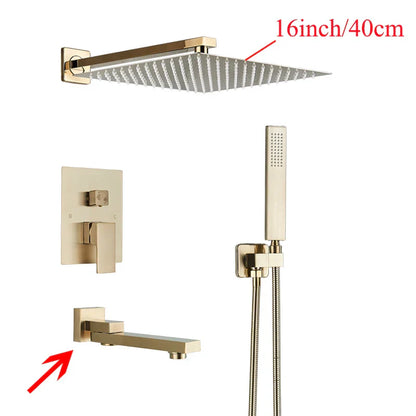 Sistema de ducha mural DecorBites™ negro con teleducha - Grifo de agua de lluvia de 12/16 pulgadas