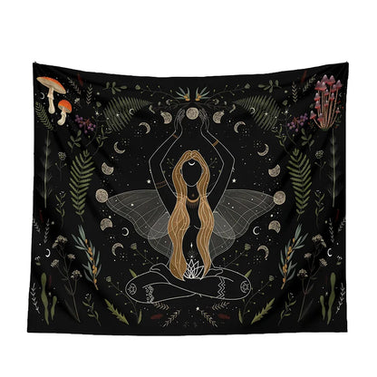 DecorBites™ Botanical Witchy Tapestry: Hanging Boho Room Decor with Mushrooms and Snakes