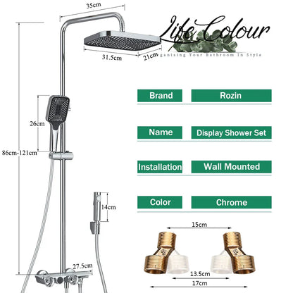 Juego de grifería termostática digital para ducha DecorBites™ gris con sistema de lluvia