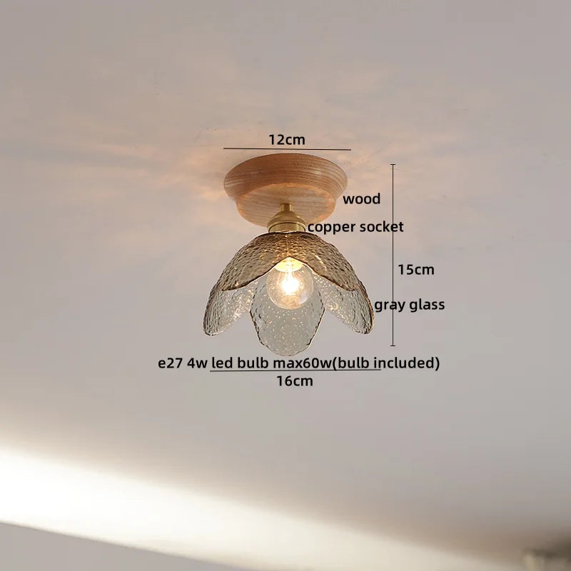 DecorBites™ Glass Wood LED Ceiling Light Modern Ceiling Lamp