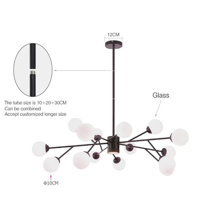 DecorBites™ Black Chandelier: Luxury Glass Pendant Light for Home, Bedroom, or Living Room