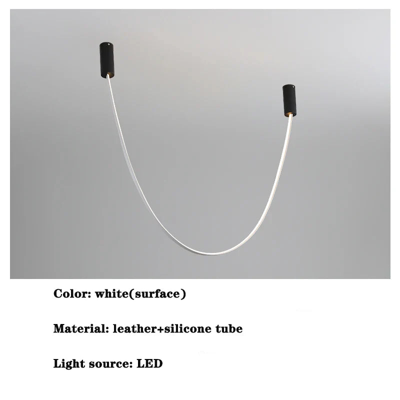 DecorBites™ Leather Luminous Line Chandelier | Modern Minimalist Duplex Dining Room Office Art Luxury Lamp