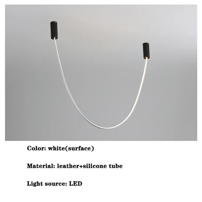 DecorBites™ Leather Luminous Line Chandelier | Modern Minimalist Duplex Dining Room Office Art Luxury Lamp