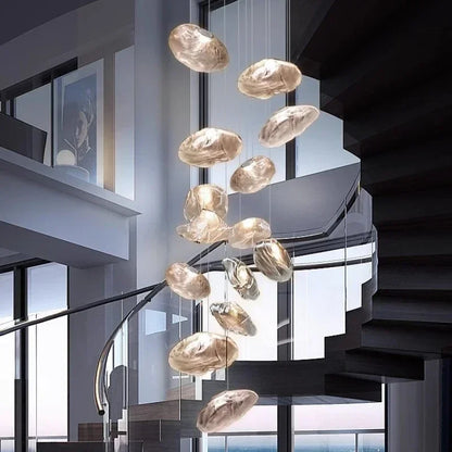 DecorBites™ Glass LED Chandelier Lighting for Modern Stairs, Dining Room, and Home Bar