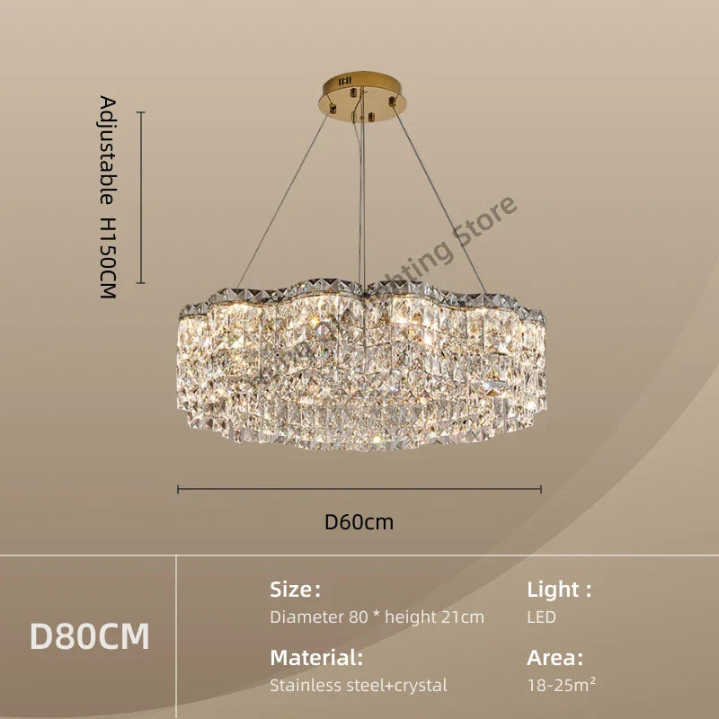 DecorBites™ Crystal Chandelier Pendant Light, Elegant Hanging Lamp Fixture