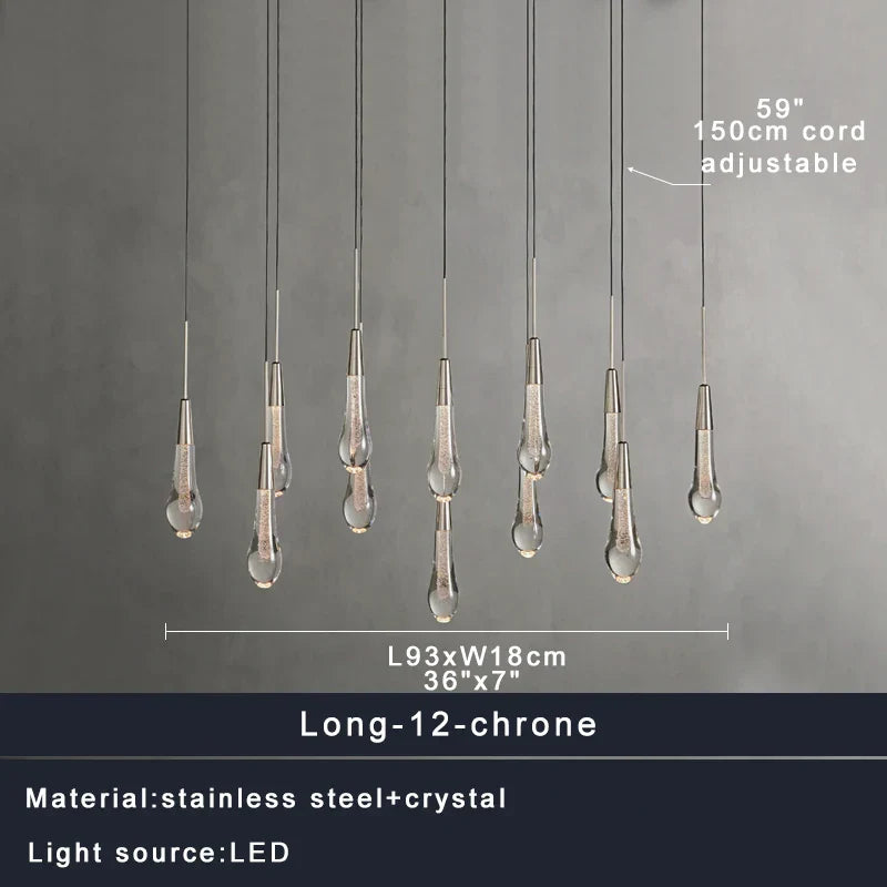 DecorBites™ Crystal Water-drop Ceiling Chandelier: Elegant Dining Table Lighting Fixture