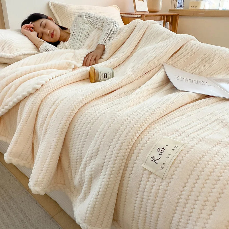 DecorBites™ Double Sided Jacquard Milk Velvet Blanket - Winter Warm Sofa Cover
