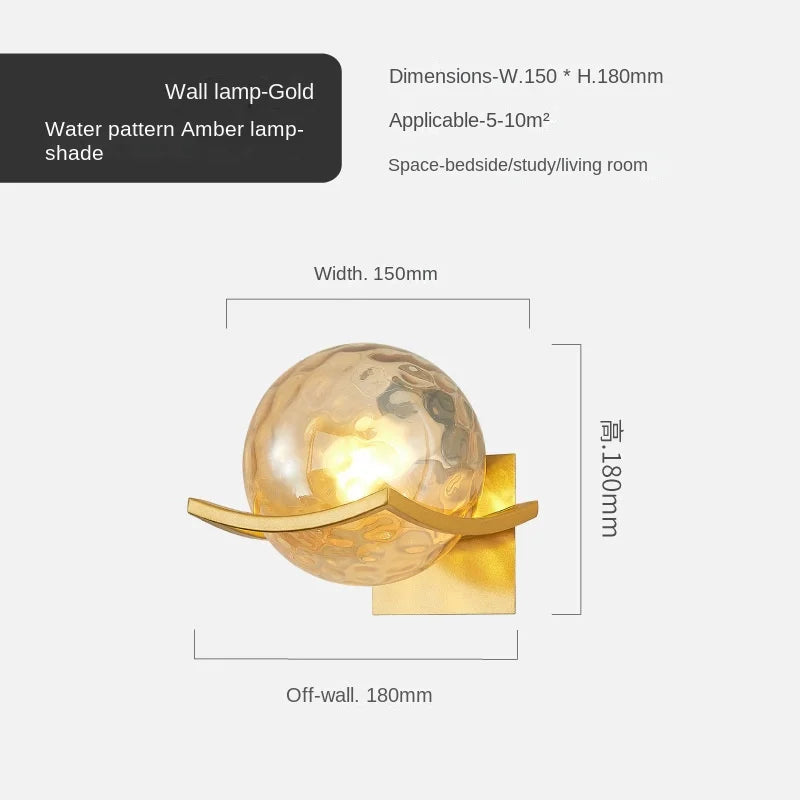 Lámpara de pared de bola de vidrio oro Decorbites™ para decoración de iluminación interior moderna