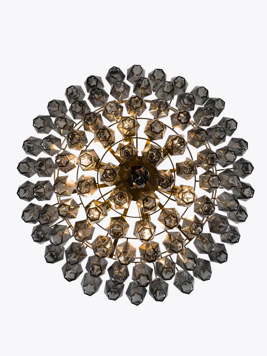 DecorBites™ Gray Glass Chandelier | Luxury Purple Light Fixture
