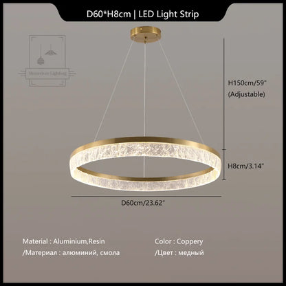 DecorBites™ Crystal Chandelier Circular Pendant Light for Modern French Style Dining-Table Decor