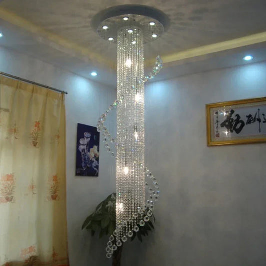 DecorBites™ Crystal Chandelier: LED Round Lamp for Living Room, Lobby Luxury Decor