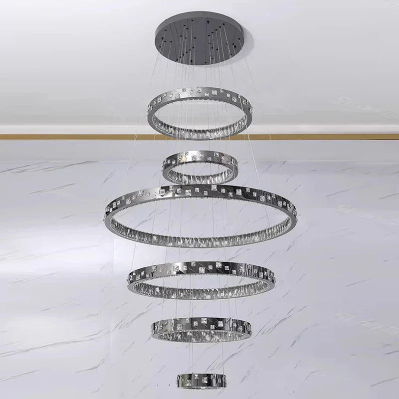 DecorBites™ Crystal Chandelier Stair Pendant Lamp Living Room Pendant Lights Interior Lighting