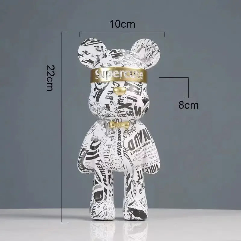 DecorBites™ Graffiti Bear Figurine: Modern Abstract Home Decor Statuette