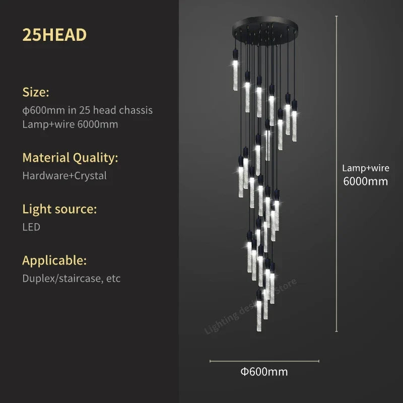 Lámpara colgante tipo araña DecorBites™ Crystal Bubble - Accesorio moderno para escaleras