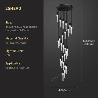 Lámpara colgante tipo araña DecorBites™ Crystal Bubble - Accesorio moderno para escaleras