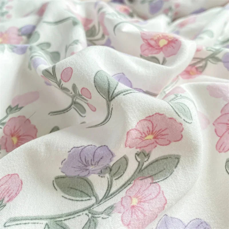 DecorBites™ Double Layer Yarn Cozy Bed Sheet Set - High-Quality Washed Cotton Printed Bedding