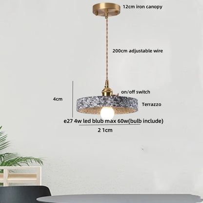 DecorBites™ Black Terrazzo Stone LED Pendant Lamp Modern Nordic Hanging Lights