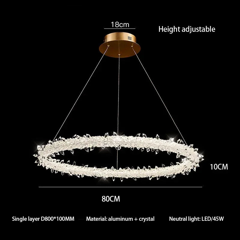 DecorBites™ Crystal Flower LED Chandelier: Elegant Round Pendant Light for Dining & Living Room