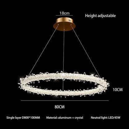 DecorBites™ Crystal Flower LED Chandelier: Elegant Round Pendant Light for Dining & Living Room