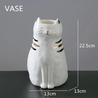 DecorBites™ Cat Vase Porcelain Kitten Ornaments Flowerpot Handicrafts Home Decoration