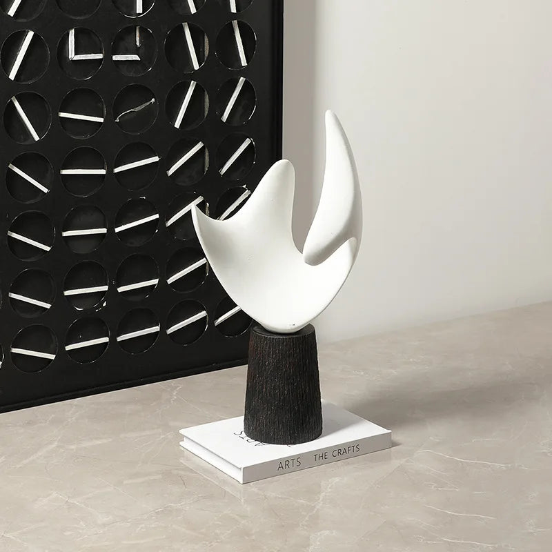 DecorBites™ Abstract Hollowed-out Resin Sculpture, Black and White Modern Home Decor Statue.