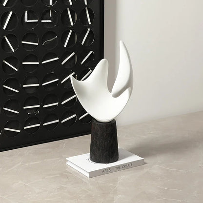 DecorBites™ Abstract Hollowed-out Resin Sculpture, Black and White Modern Home Decor Statue.