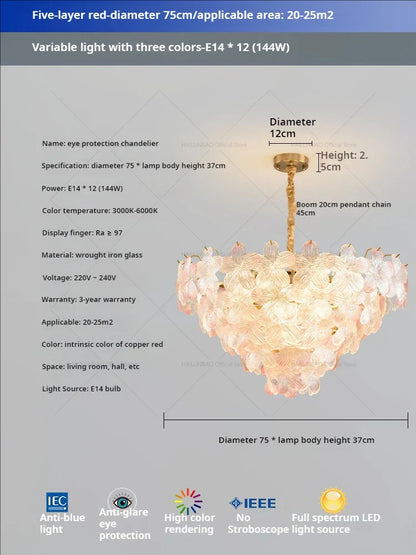 DecorBites™ Glass Flower Princess Room LightLux Postmodern French Cream Wind Lamp