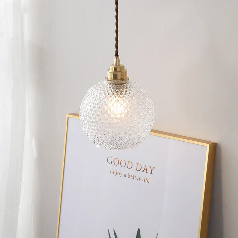 Lámpara colgante LED de bola de cristal DecorBites™: Lámpara colgante nórdica moderna con casquillo de cobre para iluminación interior del hogar.