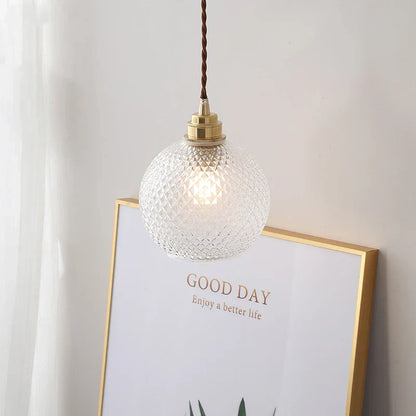 Lámpara colgante LED de bola de cristal DecorBites™: Lámpara colgante nórdica moderna con casquillo de cobre para iluminación interior del hogar.