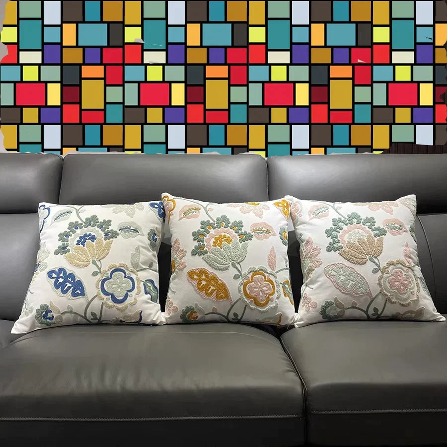 Embroidered Geometric Cushion Cover