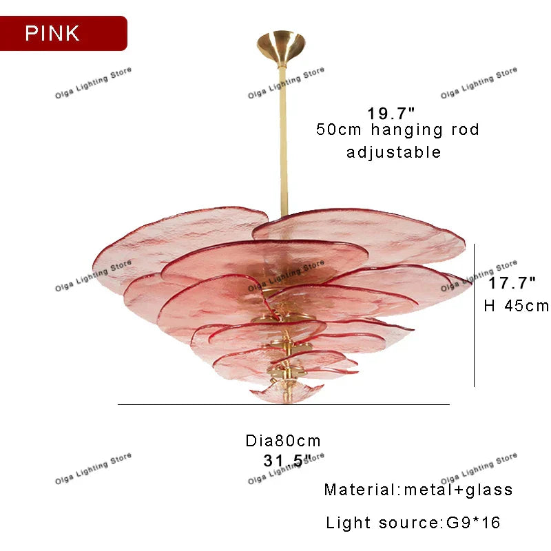 Decorbites™ Grüne Blatt Glas Deckenleuchter - Elegante Vintage-Lüster für Wohnzimmer- und Esszimmer-Dekoration