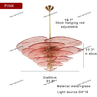 Decorbites™ Grüne Blatt Glas Deckenleuchter - Elegante Vintage-Lüster für Wohnzimmer- und Esszimmer-Dekoration