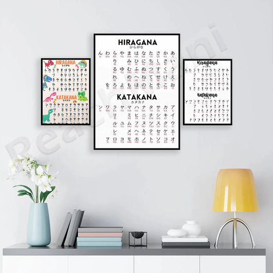 DecorBites™ Japanese Hiragana Katakana Infographic Poster, Minimalist Design for Language Learners