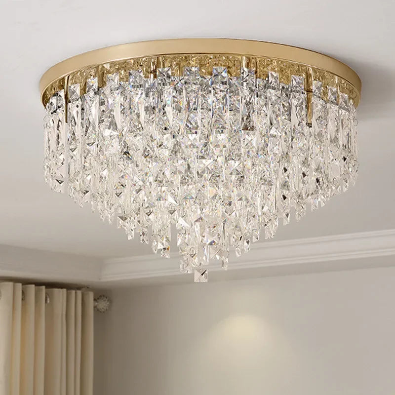DecorBites™ Crystal Steel LED Ceiling Chandelier, Modern Art Deco Lighting Fixture