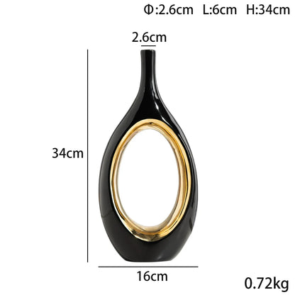 DecorBites™ Golden Flower Vase for Home Decoration and Flower Arrangement