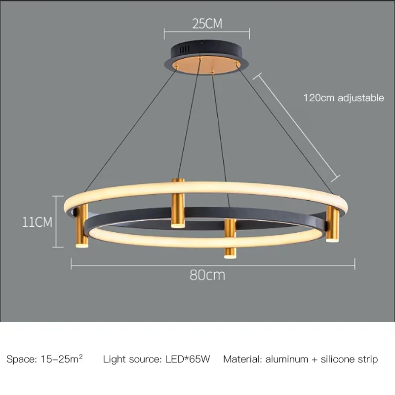 DecorBites™ Black Ring LED Pendant Chandelier for Table Dining Living Kitchen Island Lighting